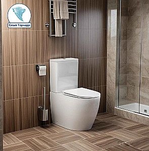 Унитаз напольный CeruttiSpa Vince Tornado 10373 белый, безободковый, с крышкой микролифт, слив-торнадо купить в интернет-магазине Sanbest