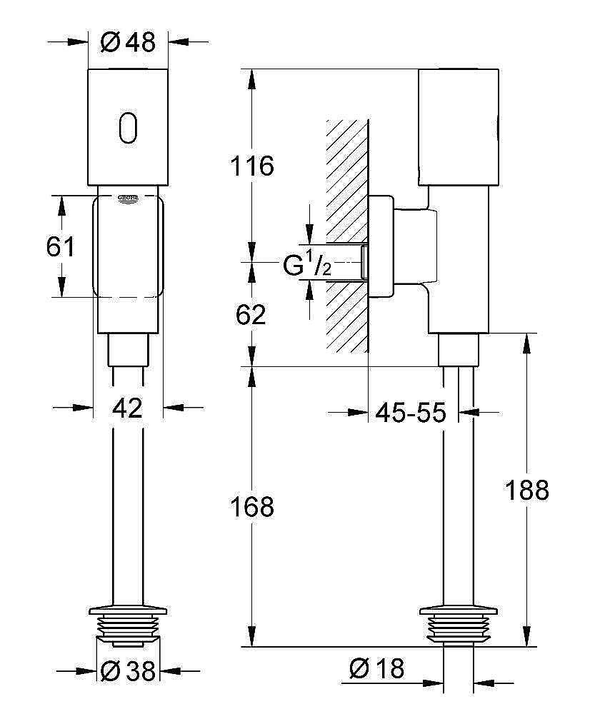 Сливной механизм для писсуара Grohe Tectron 37421000 купить в интернет-магазине сантехники Sanbest