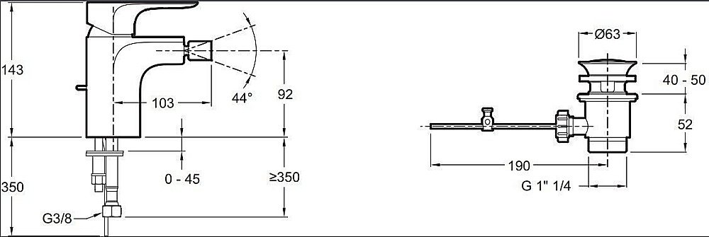 Cмеситель для биде Jacob Delafon ALEO E72279-CP купить в интернет-магазине сантехники Sanbest