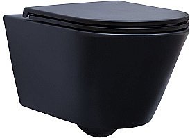 Унитаз подвесной Aquanet Lake черный матовый с крышкой микролифт, безободковый купить в интернет-магазине Sanbest