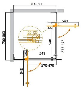 Душевой уголок Cezares Slider 80x80 A-2-70/80-GRIGIO-GM стекло серое/профиль матовая оружейная сталь купить в интернет-магазине Sanbest