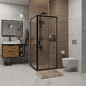 Душевой уголок Niagara Nova NG-82-9AB-A90B 90x90 стекло прозрачное/профиль черный купить в интернет-магазине Sanbest