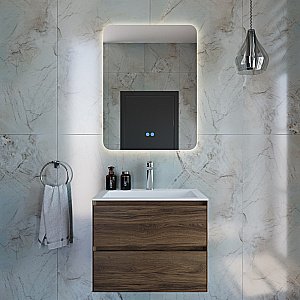 Тумба с раковиной Vincea Luka 60 VMC-2L600CO/VCB-13600W тёмный дуб/раковина белая для ванной в интернет-магазине Sanbest