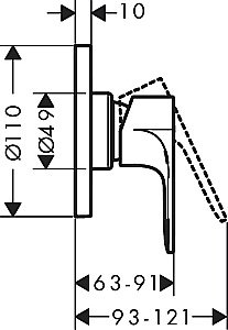 Смеситель для душа Hansgrohe Rebris S 72648000 хром купить в интернет-магазине сантехники Sanbest