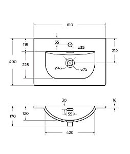 Тумба с раковиной BelBagno MARINO-CER-MINI-600-2C-SO-RNG-P Rovere Nature Grigio для ванной в интернет-магазине Sanbest