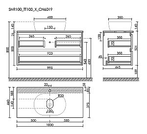 Тумба с раковиной Sancos SNOB R 100 со столешницей, Doha Soft для ванной в интернет-магазине Sanbest