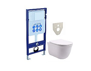 Унитаз с инсталляцией Aquatek Классик SET AQUATEK КЛАССИК белый, с крышкой микролифт, безободковый купить в интернет-магазине Sanbest