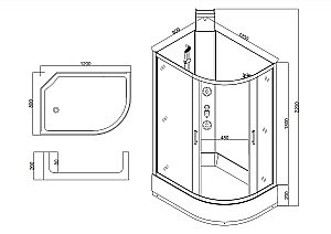 Душевая кабина с гидромассажем Taliente TA-128CW 120х80 стекло прозрачное купить в интернет-магазине Sanbest
