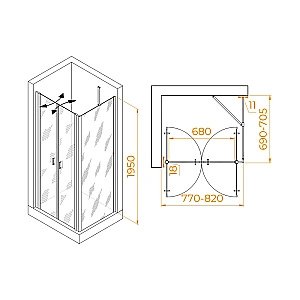 Душевой уголок RGW Passage PA-144B (PA-104B + Z-050-2B + O-204B) 060814487-14 80x70 стекло прозрачное/профиль черный купить в интернет-магазине Sanbest