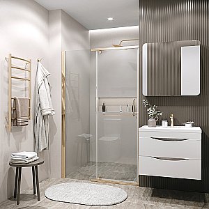 Душевая дверь Grossman Pragma 110 100.K33.03.110.32.00 стекло прозрачное/профиль золото сатин купить в интернет-магазине Sanbest