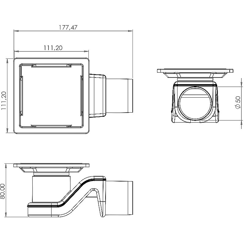 Душевой трап Timo Basic BD110-S50R купить в интернет-магазине Sanbest