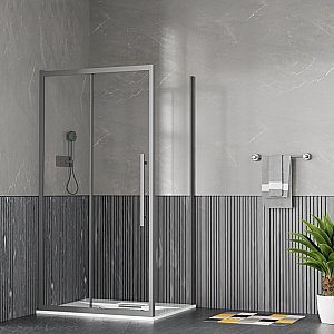 Душевой уголок Esbano ESF-108PS-GM ESOGF108PSGM 100x80 стекло прозрачное/профиль оружейная сталь купить в интернет-магазине Sanbest