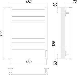 Полотенцесушитель электрический Terminus Аврора П6 450х600 черный матовый купить в интернет-магазине сантехники Sanbest