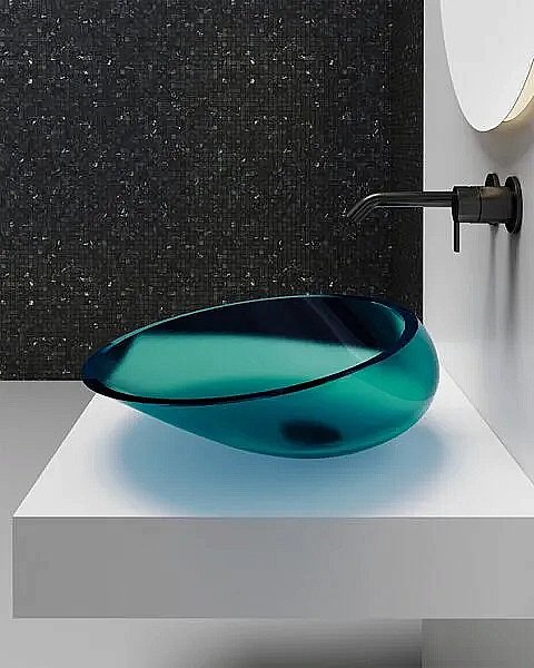 Раковина накладная ABBER Kristall AT2812Aquamarin бирюзовая прозрачная купить в интернет-магазине Sanbest