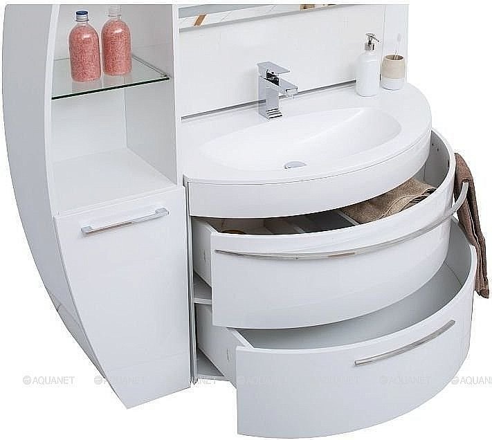 Шкаф-пенал De Aqua Эскалада RS0 белый для ванной в интернет-магазине сантехники Sanbest