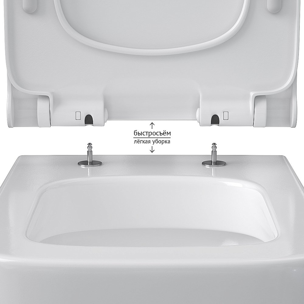 Унитаз подвесной  BERGES QUATTRO S 082149 безободковый, с крышкой микролифт купить в интернет-магазине Sanbest