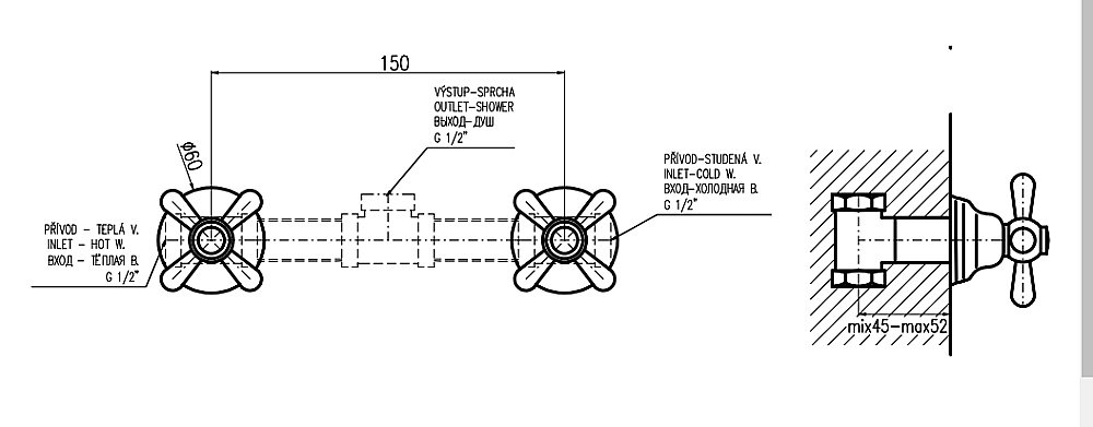 Смеситель для душа RAV-Slezak MORAVA RETRO MK183 хром купить в интернет-магазине сантехники Sanbest