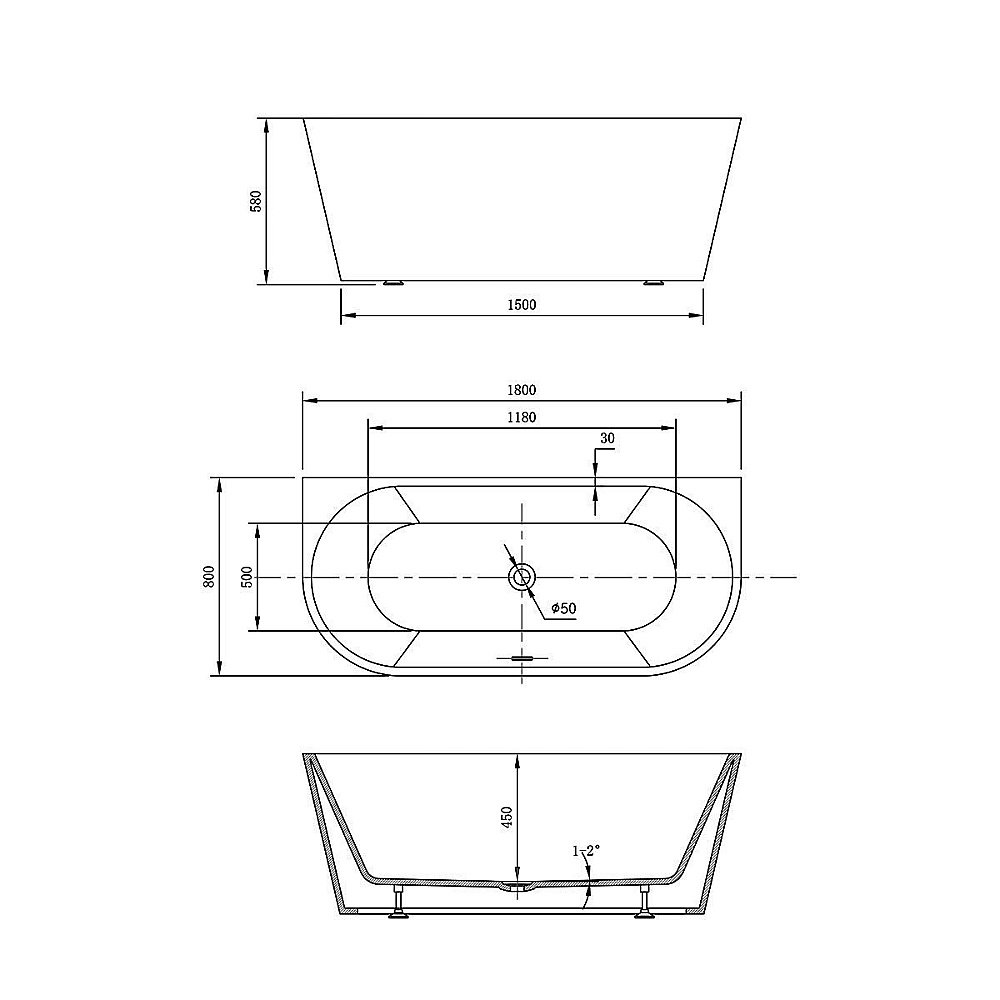 Ванна акриловая Vincea VBT-421 180x80 белая купить в интернет-магазине Sanbest