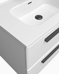 Тумба с раковиной Cezares ECO-CER-N 140 ECO-CER-N-1400-4C-SO-2-BL белая глянцевая для ванной в интернет-магазине Sanbest