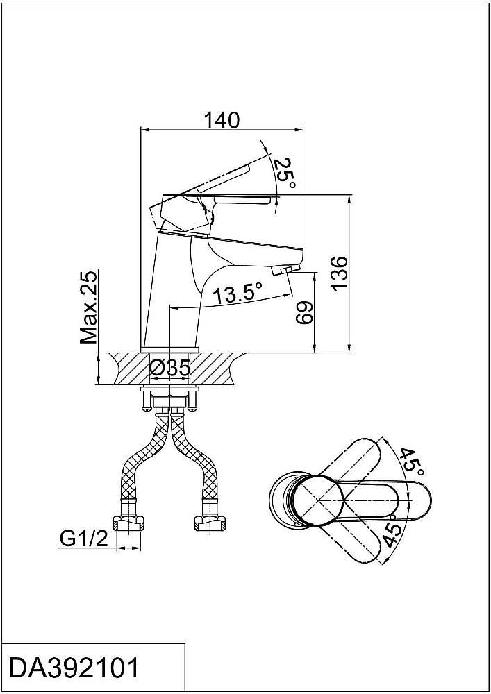 Смеситель для раковины D&K Rhein Marx DA1392101 купить в интернет-магазине сантехники Sanbest
