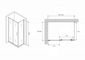 Душевой уголок Abber SCHWARZER DIAMANT S80B5 100 прозрачный/черный купить в интернет-магазине Sanbest