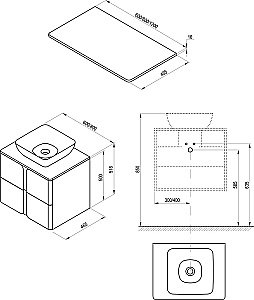 Тумба с раковиной и столешницей Ravak Balance 60 белая/графит для ванной в интернет-магазине Sanbest