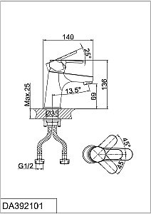 Смеситель для раковины D&K Rhein Marx DA1392101 купить в интернет-магазине сантехники Sanbest