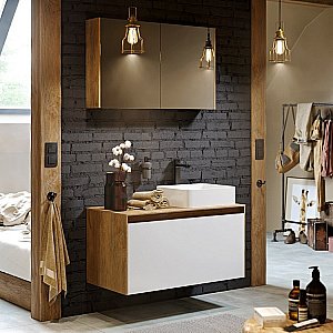 Тумба с раковиной Aqwella Mobi 80 дуб балтийский/белый для ванной в интернет-магазине Sanbest