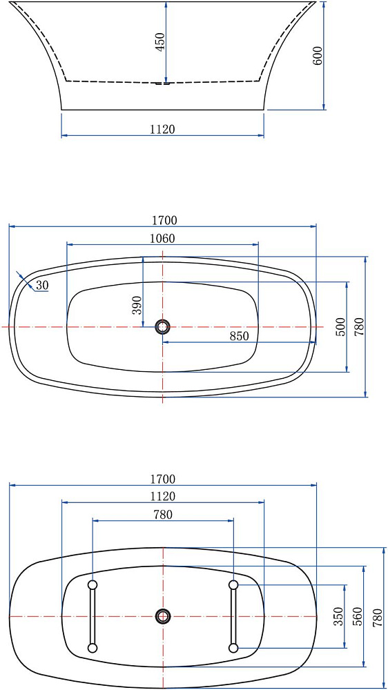 Акриловая ванна Aquanet Family Smart 293084 170x78 Matt Finish купить в интернет-магазине Sanbest