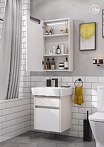 Зеркальный шкаф Акватон Верди 50 белый/ясень фабрик купить в интернет-магазине сантехники Sanbest