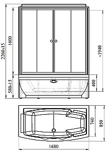 Душевой бокс Радомир Элис К2 160х85 стекло матовое/профиль черный купить в интернет-магазине Sanbest