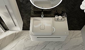 Тумба с раковиной Jorno Shine 90 белая для ванной в интернет-магазине Sanbest