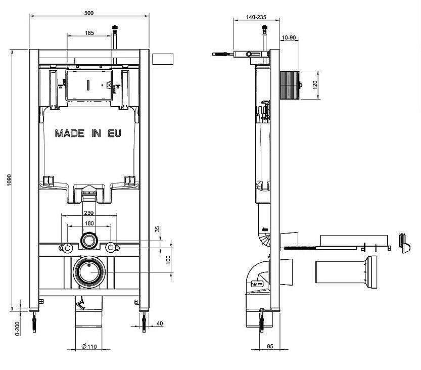 Унитаз подвесной Jacob Delafon STRUKTURA E21750RU-00 безободковый, с крышкой микролифт, с инсталляцией и черной кнопкой купить в интернет-магазине Sanbest