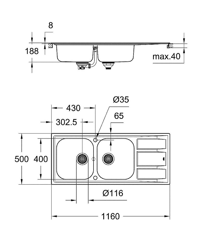 Мойка для кухни Grohe K400 Stainless Steel 31587SD0 купить в интернет-магазине сантехники Sanbest