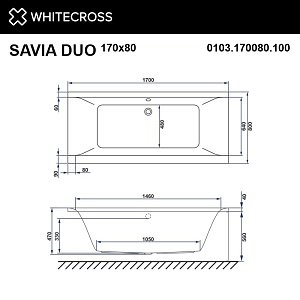 Ванна акриловая WhiteCross SAVIA DUO 170x80 белая купить в интернет-магазине Sanbest