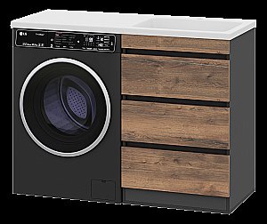 Тумба с раковиной Misty Коломбо - 60 П-Кол06060-0113Я (Раковина Гавана 120) темное дерево/серый для ванной в интернет-магазине Sanbest