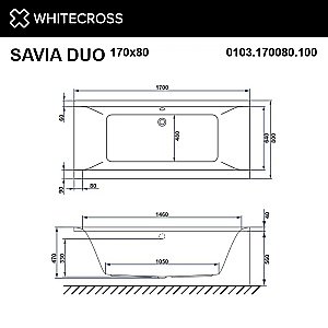 Ванна акриловая WhiteCross SAVIA DUO 170x80 белая купить в интернет-магазине Sanbest