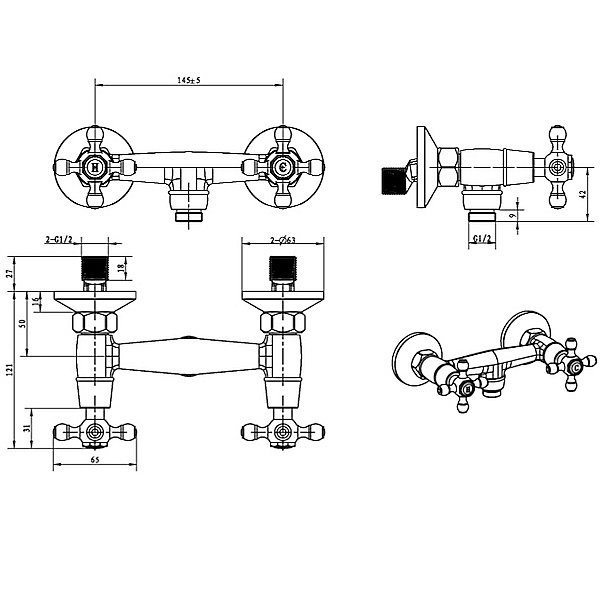 Смеситель для душа Boheme Camelia 314 бронза купить в интернет-магазине сантехники Sanbest