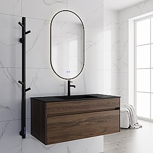 Тумба с раковиной Vincea Chiara 100 VMC-2C100CO/VCB-13100B тёмный дуб/раковина черная для ванной в интернет-магазине Sanbest