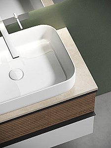 Тумба с раковиной Sancos DELTA 80 со столешницей, дуб светлый/белая для ванной в интернет-магазине Sanbest