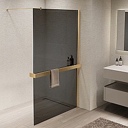 Душевая перегородка Vincea Walk-In VSW-1HR100CGG 100x200 профиль матовый золотой/стекло тонированное купить в интернет-магазине Sanbest