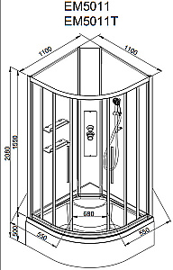 Душевая кабина AvaCan EM Серия EM5011NT 110х110 без крыши прозрачная купить в интернет-магазине Sanbest