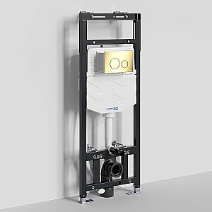 Инсталляция для унитаза WasserKraft Alme 15TLT.010.ME.PG02 кнопка золото глянец купить в интернет-магазине сантехники Sanbest