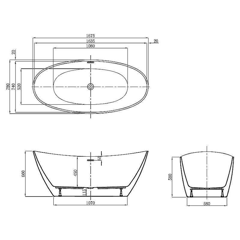 Акриловая ванна Vagnerplast Lorna 167x78 KRBV167LOR7X-64 белая купить в интернет-магазине Sanbest