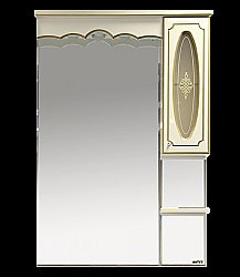 Зеркало со шкафом Misty Монако 83 бежевая патина/стекло правое купить в интернет-магазине сантехники Sanbest