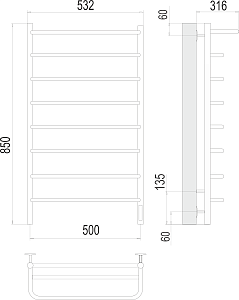 Полотенцесушитель электрический Terminus Полка П8 500х850 купить в интернет-магазине сантехники Sanbest