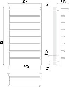 Полотенцесушитель электрический Terminus Полка П8 500х850 купить в интернет-магазине сантехники Sanbest