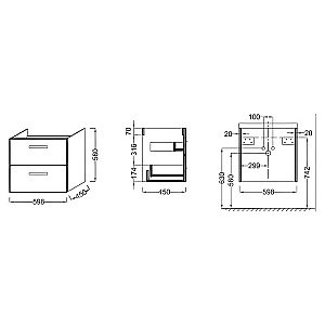 Тумба с раковиной Jacob Delafon OLA 60 темный дуб для ванной в интернет-магазине Sanbest