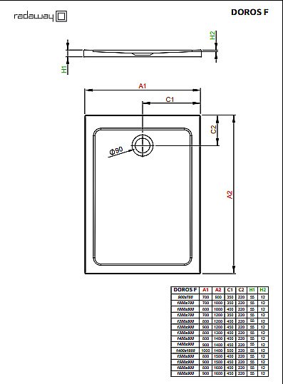 Душевой поддон Radaway Doros F 90x70 SDRF9070-01-64S антрацит купить в интернет-магазине Sanbest