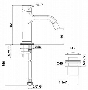 Смеситель для биде CezaresFUSION-BSM1-CNE хром/черный купить в интернет-магазине сантехники Sanbest